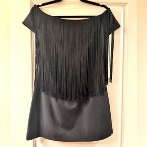 Black Fringe Mini Dress